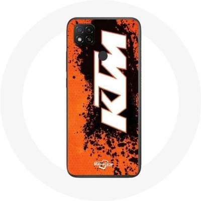 Xiaomi Redmi 9C hoesje KTM Logo wit oranje achtergrond
