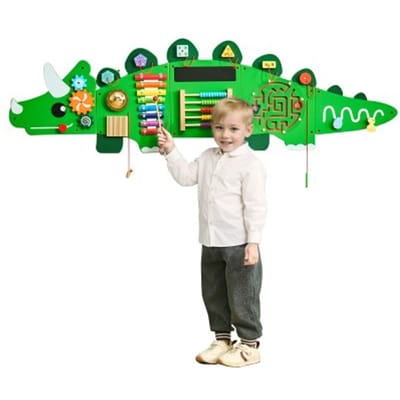 VEVOR Dinosaurus Activiteitenmuur, Motoriekbord, 11 Spellen, Montessori Sensorisch Bord voor Kinderen van 3-12 Jaar, Leeractiviteitencentrum, Ideaal voor de Speelkamer, Kleuterschool, Klaslokaal