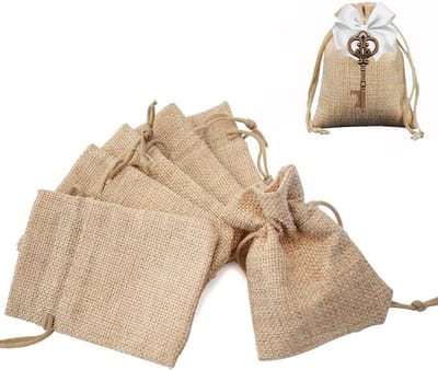 Dailygoods - Jute Zakjes met Trekkoord voor Snoep en Cadeaus, 100 Stuks