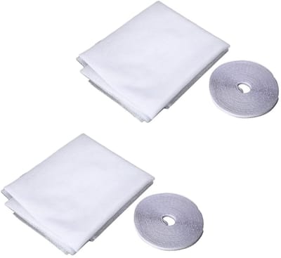 2 Stuks - Raamhor - Zelfklevend Muggenscherm voor Ramen - 200 x 150cm - Met Velcro Klittenband - Insectengaas - Horgaas - Vliegengaas - Horrengaas voor Raam - Polyester - Herbruikbaar - Anti Muggen/Vliegen/Insecten - Voor balkonraam-klamboe - Wit