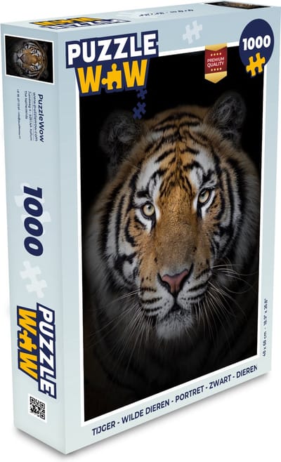 Puzzel Tijger - Wilde dieren - Portret - Zwart - Dieren - Legpuzzel - Puzzel 1000 stukjes volwassenen