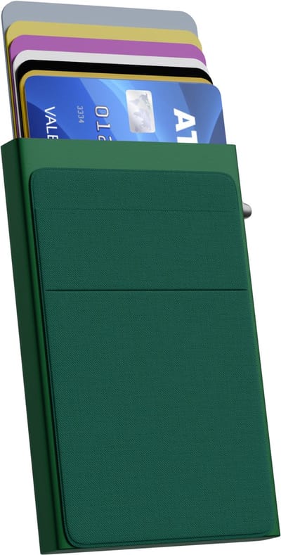 Nuvance - Pasjeshouder Uitschuifbaar - Rfid Bescherming - Pasjeshouders voor Mannen en Vrouwen - Creditcardhouder - Groen