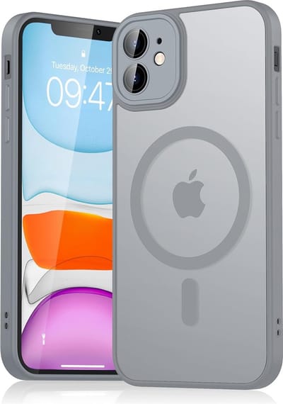 Casemania Hoesje Geschikt voor Apple iPhone 11 - Grijs - Matte Armor Back Cover - Geschikt voor MagSafe