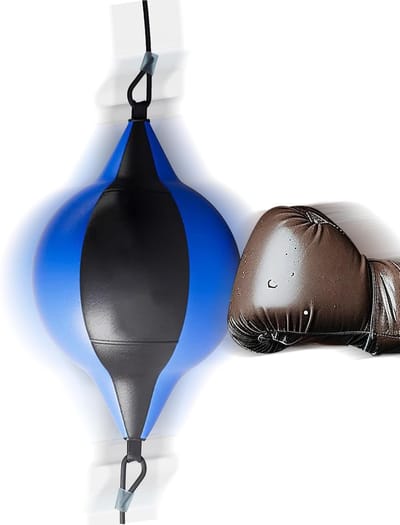 Boksbal Training - Vechtsport Bal - Fitness Verbeteren - Dubbele Elastische Koorden - 170cm Totale Lengte - Blauw