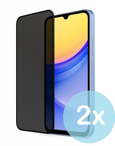 Privacy Screenprotector Geschikt voor Samsung Galaxy A15 5G – Anti-Gluren – Krasbestendig Gehard Glas 9H – Volledige Dekking – 2-Pack – FuturiQ