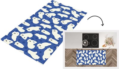 Keukenloper - Loper keuken - Sneeuw - IJsbeer - Dieren - Winter - Patroon - 120x60 cm - Keukenloper vinyl