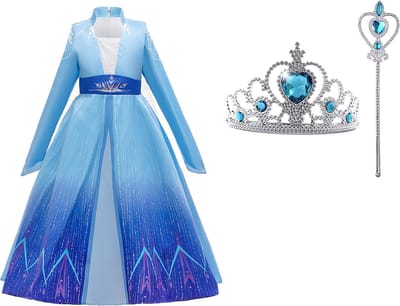 Frozen Elsa - Het Betere Merk prinsessenjurk meisje - Elsa jurk - prinsessen verkleedkleding - maat 110/116 - inclusief tiara - prinsessenkroon - toverstaf