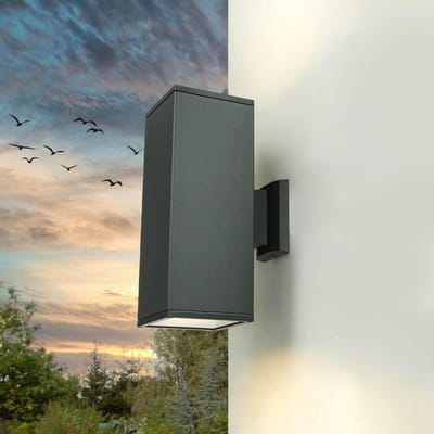 Buitenwandlamp Vierkant - Moderne Buitenlamp - Huis Entree Tuin - Up Down Licht - H30cm - Antraciet