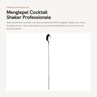 Dailygoods- Menglepel Professionele Roestvrij Stalen Barlepel - 12,5 Inch - Cocktail Roerder - Koffie/Thee Menglepel - Antiroest - Gemakkelijk Schoon te Maken