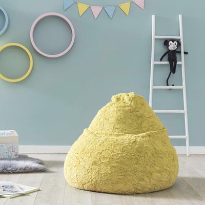 Zitzak - Zitkussen Vloer - Kinderkamer Ontspannen - Wasbare Pluche Hoes - 60 x 45 cm - Geel