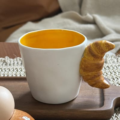 Tasses en céramique créatives de dessin animé pain croissants avec anse tasses à eau en céramique tasses pour couple cadeaux d'anniversaire 250ml