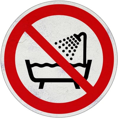 Baddouche niet gebruiken verbodsbord - P026 | Sign Again materiaal | 10 cm
