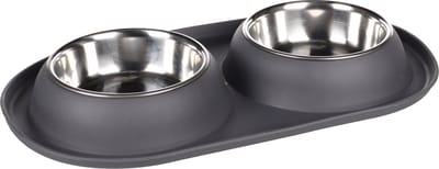 Flamingo Grafa Duo Dinner - Eet- En Drinkpot Honden - Eetpot Duo Dinner Grafa Donkergrijs Dia 14,5cm 2x500ml - 1st - 139074 - 1st