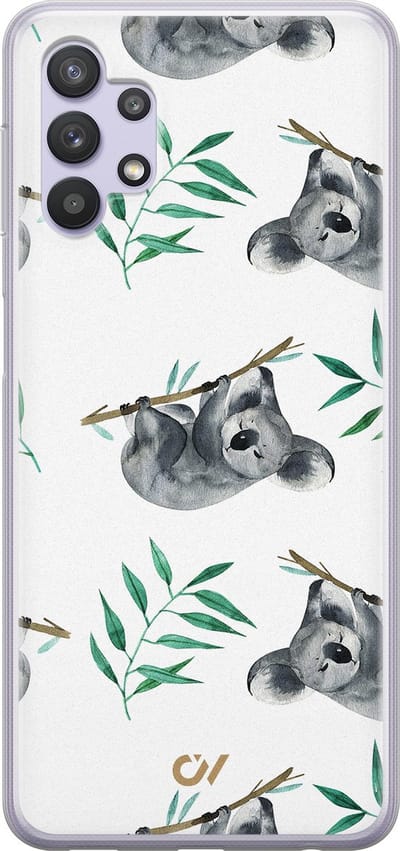 Hoesje geschikt voor Samsung Galaxy A32 5G - Koala Print - - Wit - Soft Case Telefoonhoesje - TPU Back Cover - Casevibes