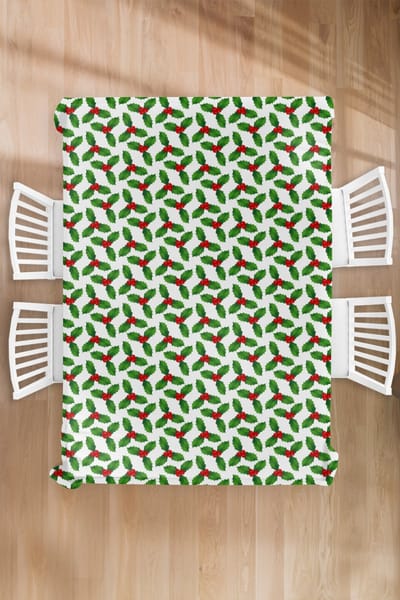 Kerst Tafelkleed - Kerstmis Decoratie - Tafellaken - Patronen - Kerstmis - Maretak - 150x220 cm - Kerstmis Versiering - Tafeldecoratie Kerstmis - Kerstdecoratie tafel - Tafelversiering