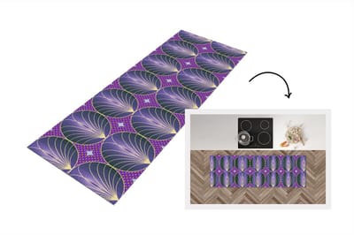 Keukenloper - Loper keuken - Patronen - Cirkel - Paars - Jaren 20 - 150x50 cm - Keukenloper vinyl