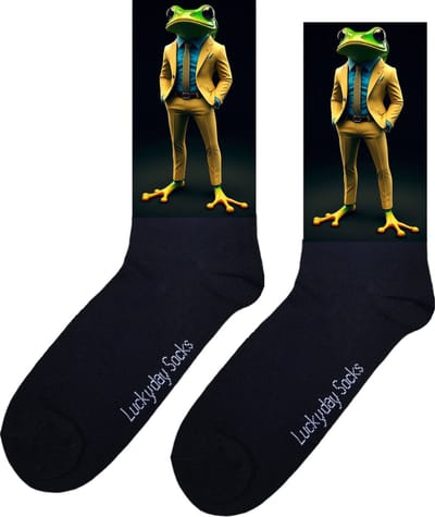 Kikker afbeelding sokken - verjaardag cadeau - moederdag - vaderdag - opkikker cadeautje - kerst cadeau sokken - valentijnsdag - socks waar je happy van wordt - vrolijke sokken - leuke sokken voor heren en dames - grappige sokken - leuk cadeau - maat