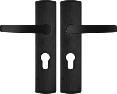AXA Binnendeurbeslag set (Curve Klik) Zwart geslepen: Kruk (model Curve) op schild met cilindergat PC55
