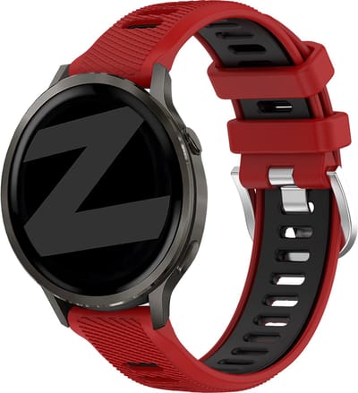 Bandz Sport bandje met gesp geschikt voor Garmin Vivoactive 4s / Vivomove 3s / Venu 4 - 41mm / Venu 3s / Venu 2s / Forerunner 265s / Forerunner 255s - Rood/Zwart