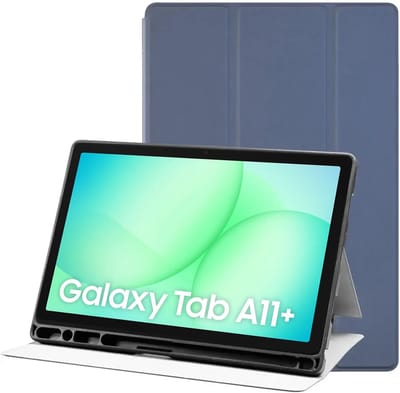Tablet Hoes Geschikt voor Samsung Galaxy Tab A11 Plus | Luxe Tri-Fold Book Case | Kunst Leren Bescherm Hoes | Standaard Functie | Blauw