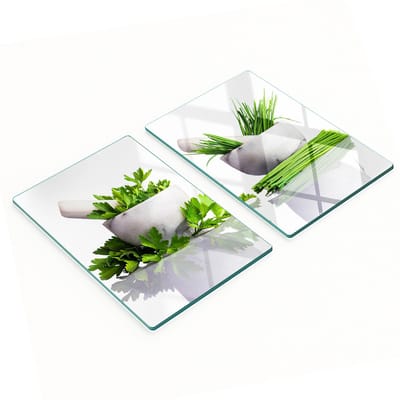 Multifunctionele decoratieve glazen borden met kruidenprint 2x40x52 cm