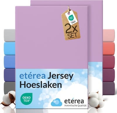 etérea Jersey hoeslaken 2-pack 100x200-120x200 cm (hoek 25 cm) 100% katoen - Lila