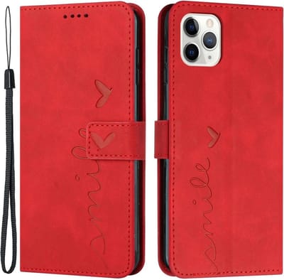 Coverup Hoesje - Geschikt voor iPhone 14 Pro Hoesje - Coverup Smile Book Case - Rood