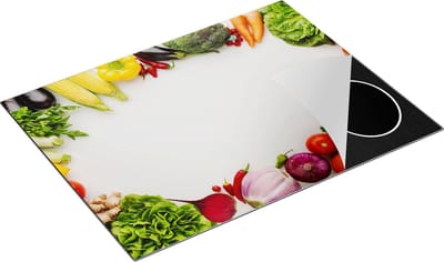 Chefcare Inductie Beschermer Groente op een Witte Achtergrond - Groentes - 77x59 cm - Afdekplaat Inductie - Kookplaat Beschermer - Inductie Mat