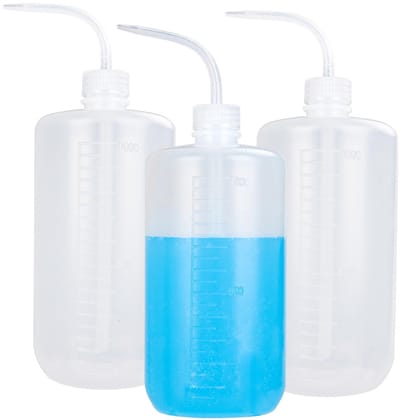 Dailygoods- Spuitfles 1000 ml - Set van 3 - Laboratoriumfles - Knijpfles - Waterdicht - Flexibel - Antilek met lange tuit - Sproeifles