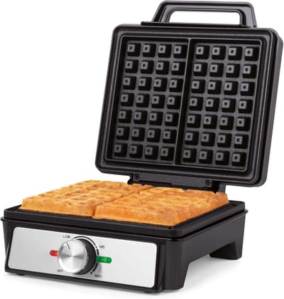 Wafelmaker Machine - Wafelijzer - Snelle Wafels Maken - Dubbele Antiaanbakplaten - 1600W Vermogen - Zwart