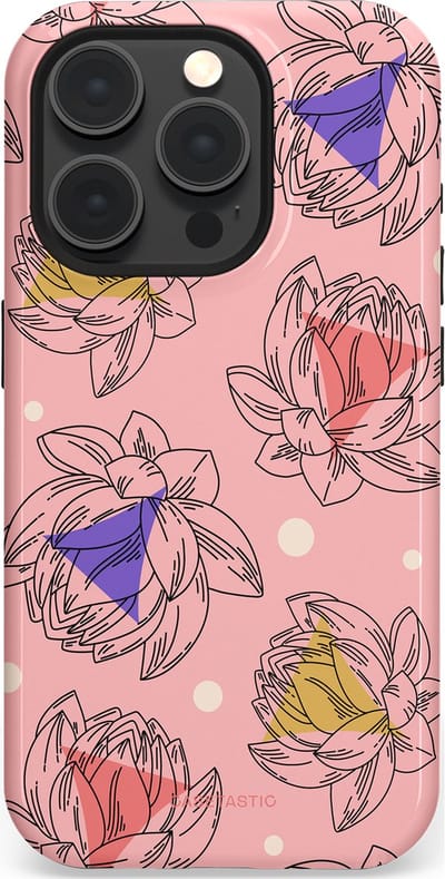 Casetastic Hoesje Geschikt voor Apple iPhone 15 Pro Magsafe - Stijlvolle Beschermende Duo-layer Case - Bloemen Pastel Roze
