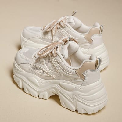 6cm Dikke Dames Casual Sneakers Zomer Ademend Comfortabel Verhoogde Vrijetijdsschoenen Mode Alles-passende Damesschoenen 40 kaki