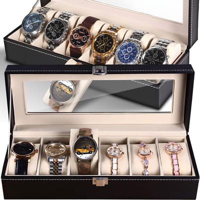 Dailygoody - Horlogedoos voor 6 Horloges - Luxe PU Leer met Zachte Velours Kussens
