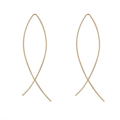 Goudkleurige oorbellen dames doortrek oorbellen minimalistisch draad design lange lijn oorbellen open vorm geometrische oorbellen cross line oorbellen moderne oorbellen voor dagelijks gebruik en feestelijke gelegenheden