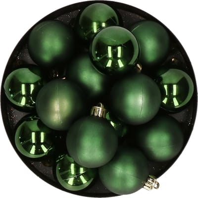 Decoris kleine kerstballen - 32x st - donkergroen - 4 cm - kunststof - kerstversiering