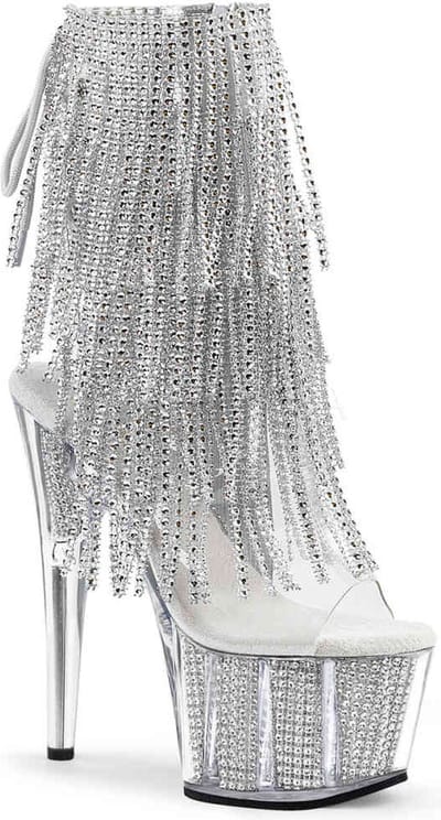 Pleaser - ADORE-1017SRS Plateau Laarzen, Paaldans schoenen - Paaldans schoenen - 42 Shoes - Zilverkleurig