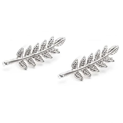 Miresa - Blad Oorbellen - Oorklimmers - Zilverkleurig Blaadje - 2 bij 0.5 cm