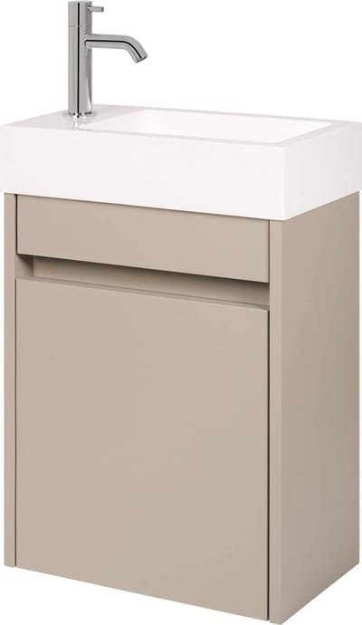 Saqu Florence Toiletmeubel - 40,5x22x59 cm - Voorgemonteerd - in Mat Grijs met Fontein Links - Fonteinmeubel - WC Kastje - WC Meubel