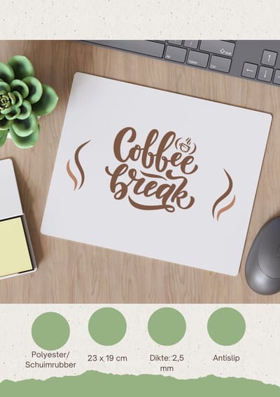 Akyol - coffee break Muismat - Koffie - koffie drinkers/liefhebbers - verjaardagscadeau - cadeau - kado - geschenk - verjaardag - collega's - 23 bij 19 cm