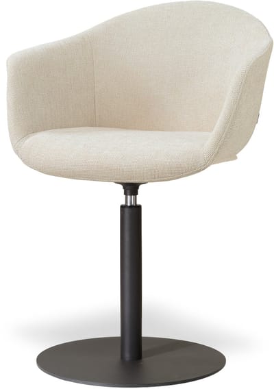 Nolon Niva-Otis Draaibare Tulp Eetkamerstoel Cottonbeige - Mat Zwart Onderstel - Armstoel - Japandi