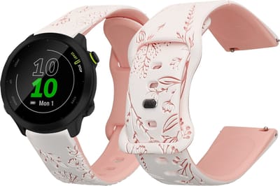 kwmobile smartwatch polsband geschikt voor Garmin Forerunner 55 / Forerunner 165 / 245 / 645 / 570 42mm bandje - Horlogeband met reliëfprint - Siliconen sporthorloge band - Gestanst patroon design