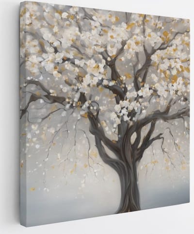 Saammp Canvas Schilderij - Winterboom - Abstract - 20x20 - Foto op canvas - Wanddecoratie - Muurdecoratie Woonkamer - Slaapkamer decoratie - Canvas Print