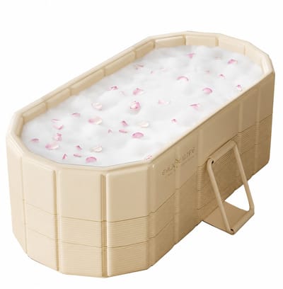 Innovastore Opvouwbaarbad - Ligbad - Zitbad - Bad- IJsbad - Badkuip - Draagbaarbad - Opvouwbaar - 150cm-55cm-50cm - Beige