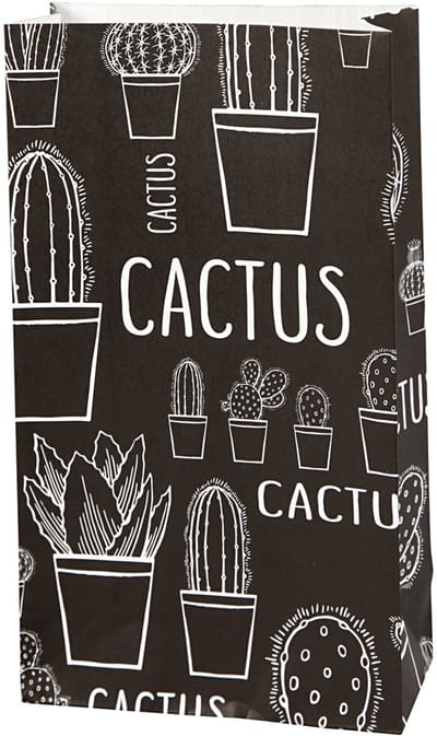 Papieren zakken, cactus, H: 21 cm, afm 6x12 cm, 80 gr, 8 stuk/ 1 doos