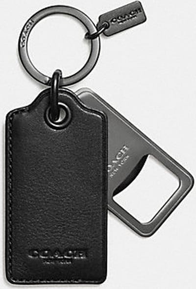 Coach sleutelhanger flesopener leer zwart