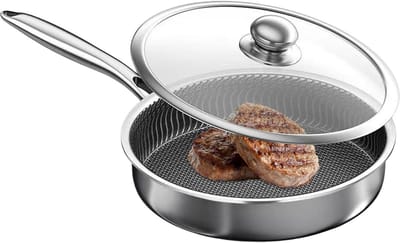 Antiaanbak Koekenpan - Diepe Braadpan - Inductie Koken - Duurzaam Roestvrij Staal - 28 cm