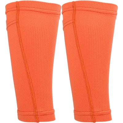 1 Paire de Chaussettes Protège-tibias de Football Manches Double Couche pour Entraînement de Football OrangeAdulte L red