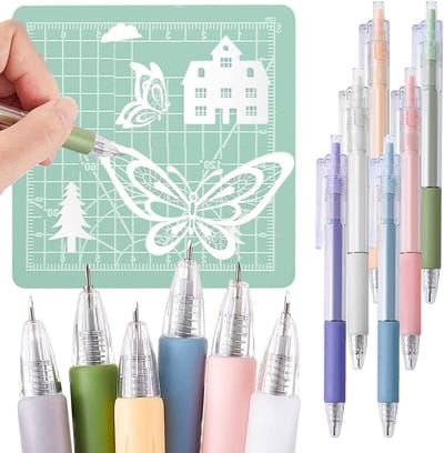 Set van 6 Uittrekbare Messen met Metalen Lemmet en ABS Handvat voor DIY Kunst, Vinyltekeningen en Scrapbooking, Uniek Ontwerp