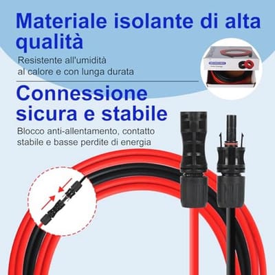 Verlengkabel voor zonnepanelen met waterdichte connectors - Zonnecabel 4mm²/6mm², 3m/5m/10m/15m