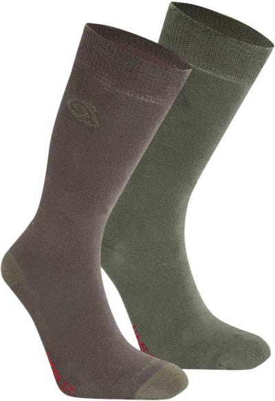 Craghoppers Nosilife Twin Pack Half Lange Sokken Groen EU 36-38